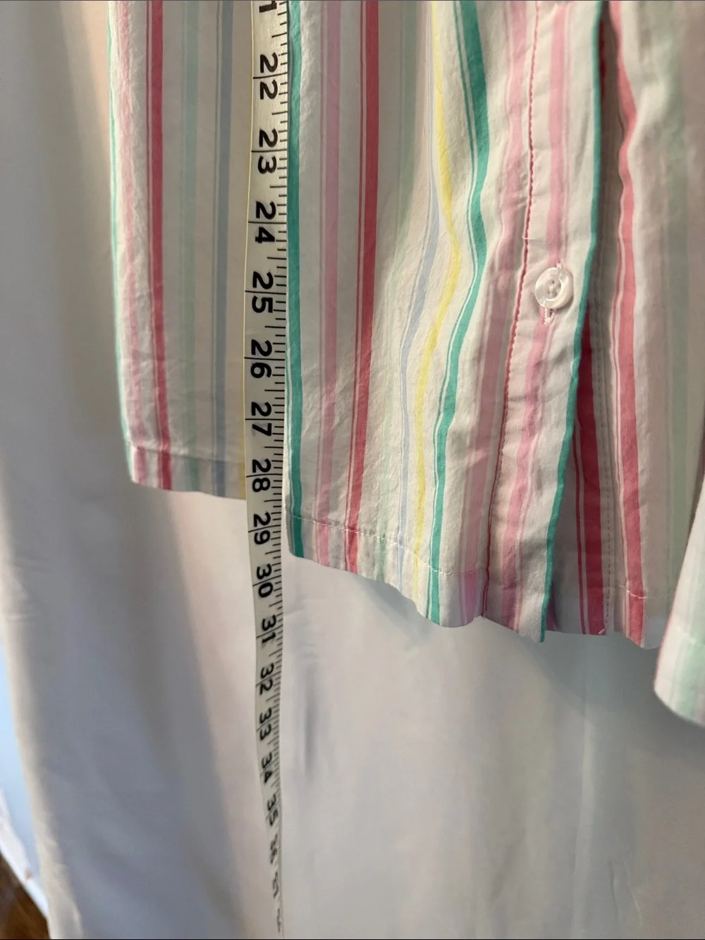GAP White Girls Dress - Pastel Pink, Yellow, Green & Blue Stripes Size L 10/12